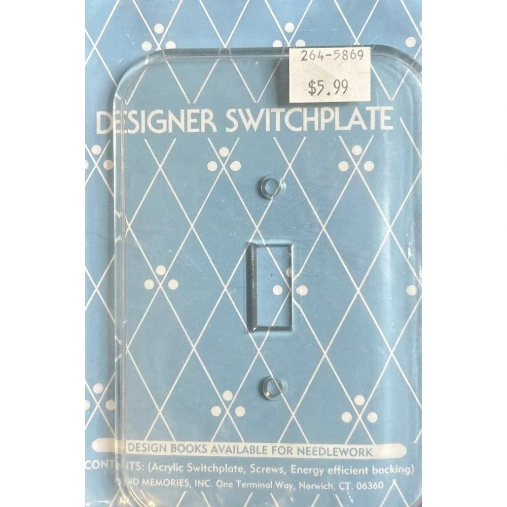 Vintage Fond Memories Designer Acrylic Switchplate Clear NEW Sealed